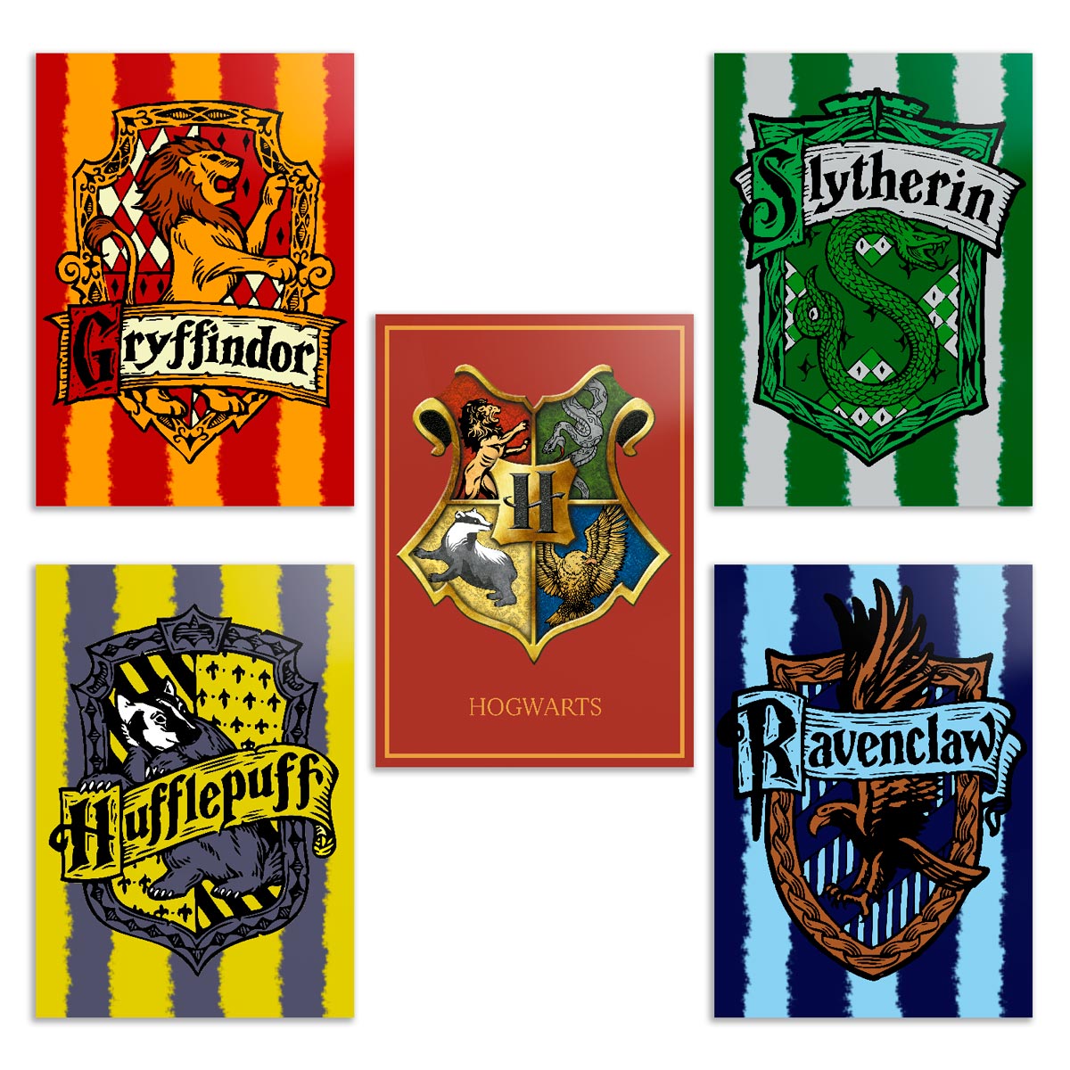 Coleção 5 placas decorativas Harry potter casas de hogwarts