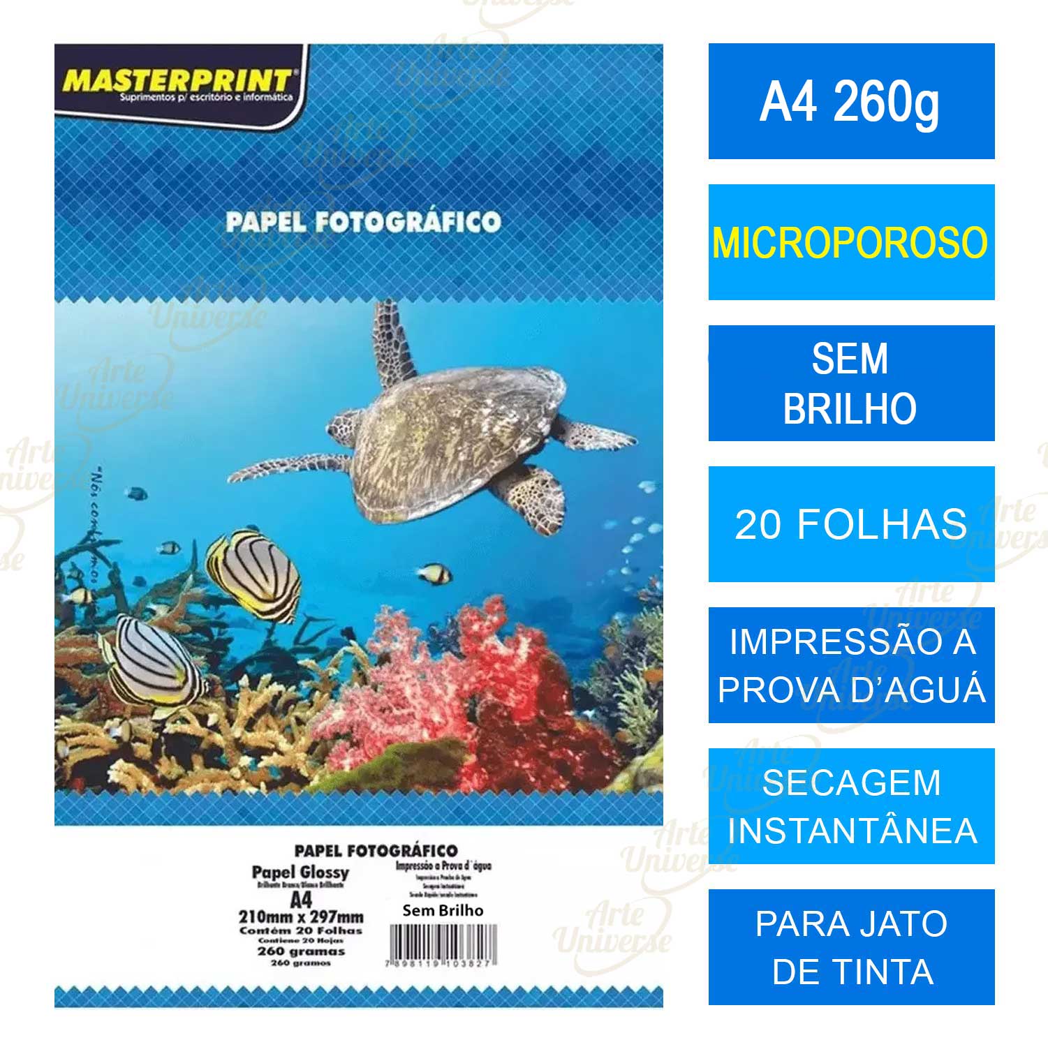 Pepel fotografico Microporoso Sem Brilho A4 260g masterprint 20 folhas