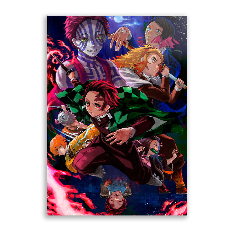 Quadro Anime Demon slayer Kimetsu no yaiba Desenho feito a mão (acompanha  moldura)