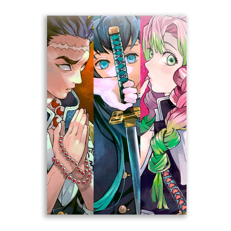 3 Quadros Decorativos Hashiras Kimetsu no Yaiba Água Fogo Som