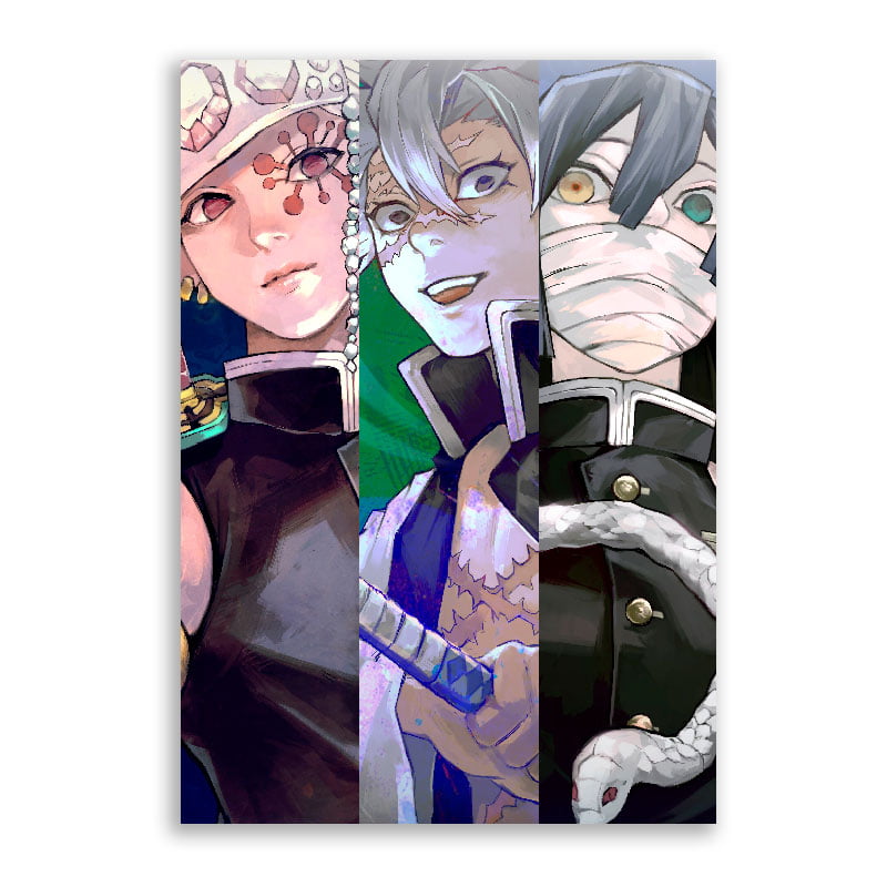 3 Quadros Decorativos Hashiras Kimetsu no Yaiba Água Fogo Som