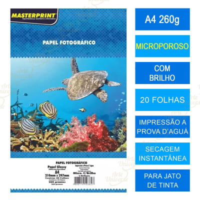 Pepel fotografico Microporoso Com Brilho A4 260g masterprint 20 folhas