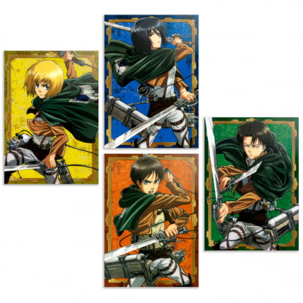 coleção 4 quadros attack on titan personagens