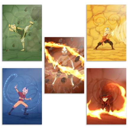 Coleção 5 Quadros Avatar Aang