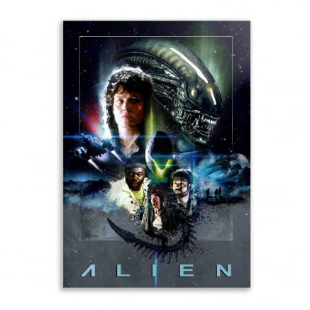 Placa MDF Filme Alien desenho retrô