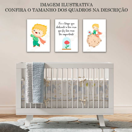 Trio quadros decorativos o pequeno príncipe quarto infantil