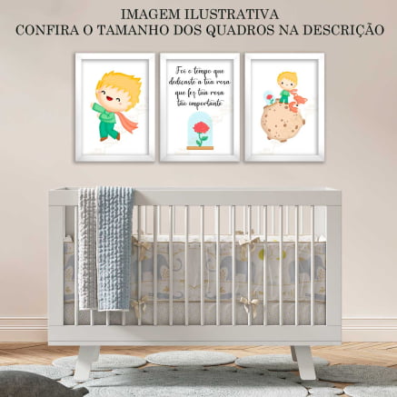 Trio quadros decorativos o pequeno príncipe quarto infantil