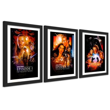 Trio Quadros decorativos star Wars Trilogia episódios I II e III