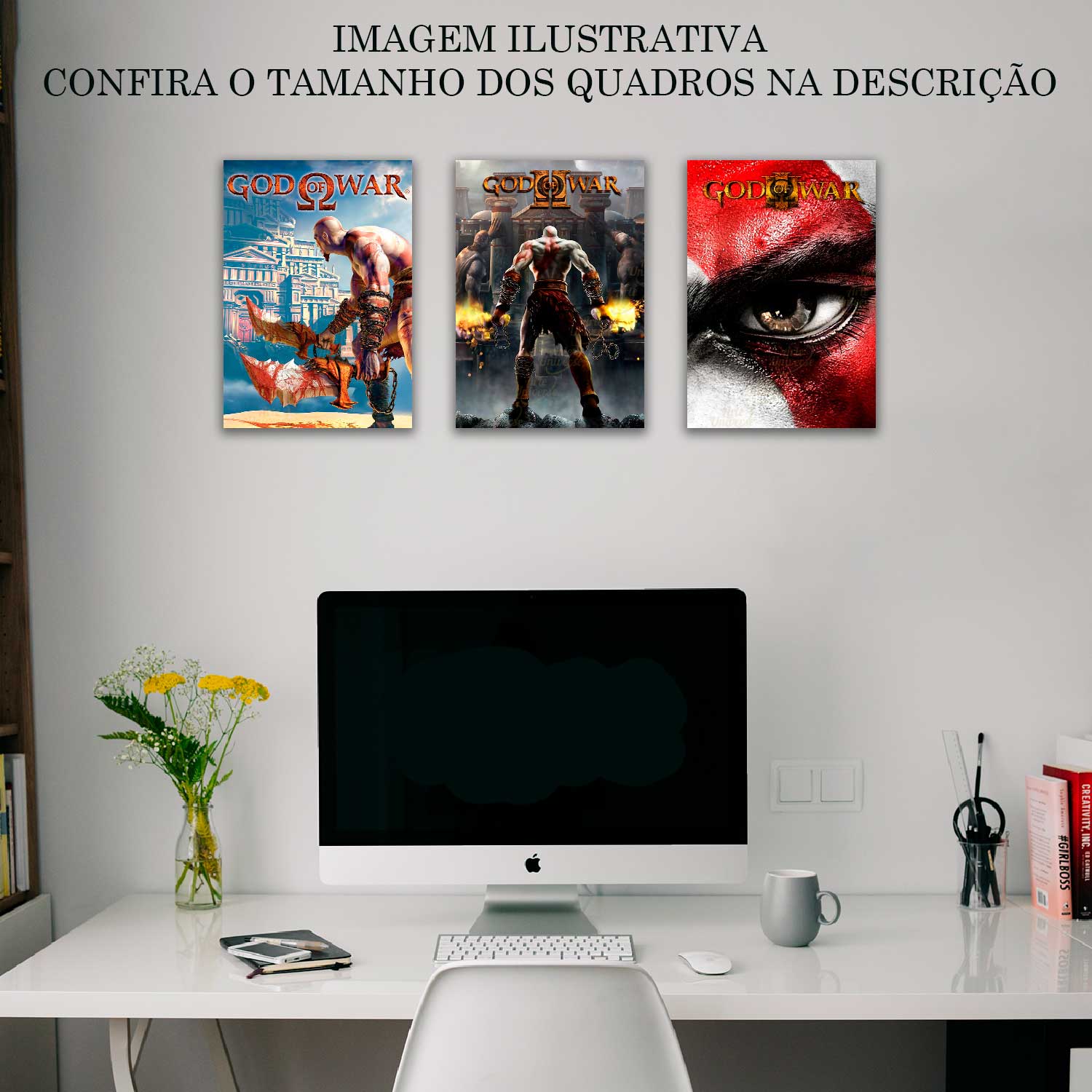 Quadro Decorativo God Of War 3 com Moldura A3