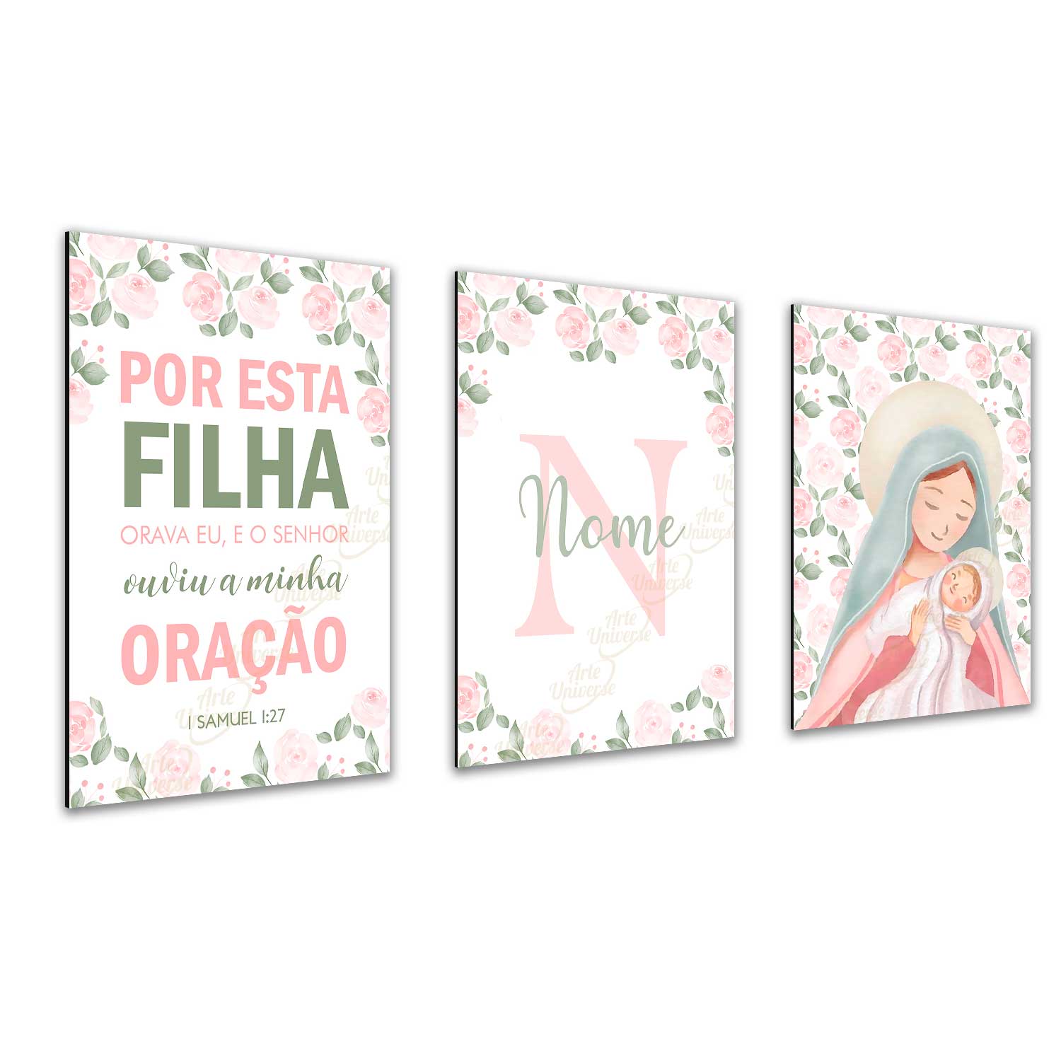 Trio quadros Nossa Senhora menina com nome